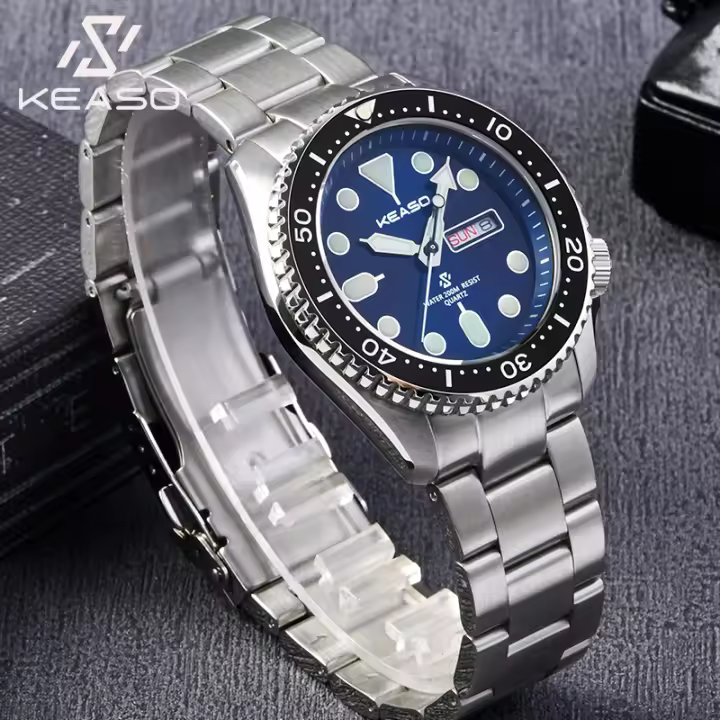 Reloj De Pulsera De Moda Para Hombre KEASO Con Cristal De Zafiro Y Bisel De Cerámica Acero Inoxidable 316L Resistente Al Agua Movimiento MIYOTA 2105 - 1