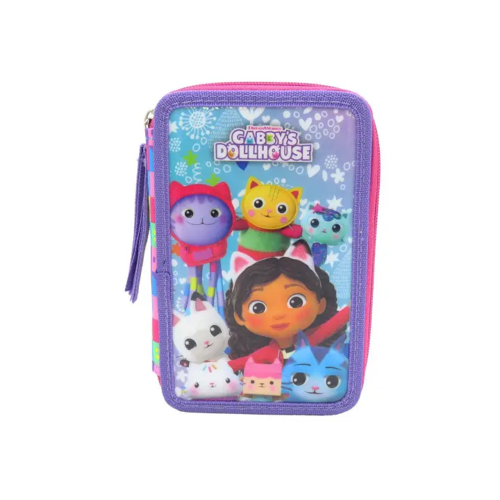 Gabby's Dollhouse Estuche Plumier de Cremallera Triple La Casa de Muñecas de Gabby - Estuche Escolar Infantil - 1