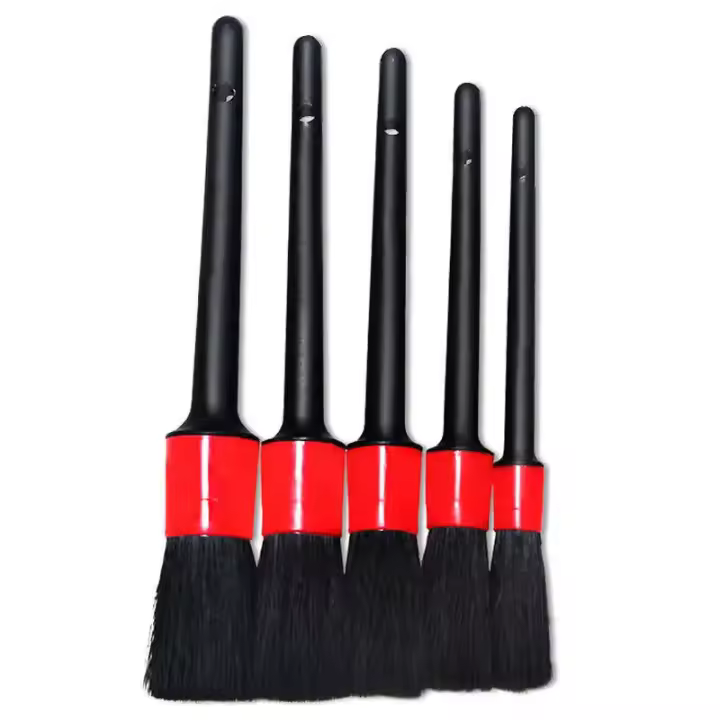 Set De 5 Pinceles De Detalle Para Coche Limpieza De Automóvil Pinceles Para Tablero Y Ruedas Material ABS Longitud 24cm - 1