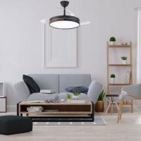 Ventilador de techo con luz led 45W modelo AMAPOLA con aspas retráctiles negro/madera. Motor DC silencioso, Sistema CCT. Control remoto con temporizador, luz regulable en color e intensidad. Memoria, modo brisa y función invierno/verano - details 2