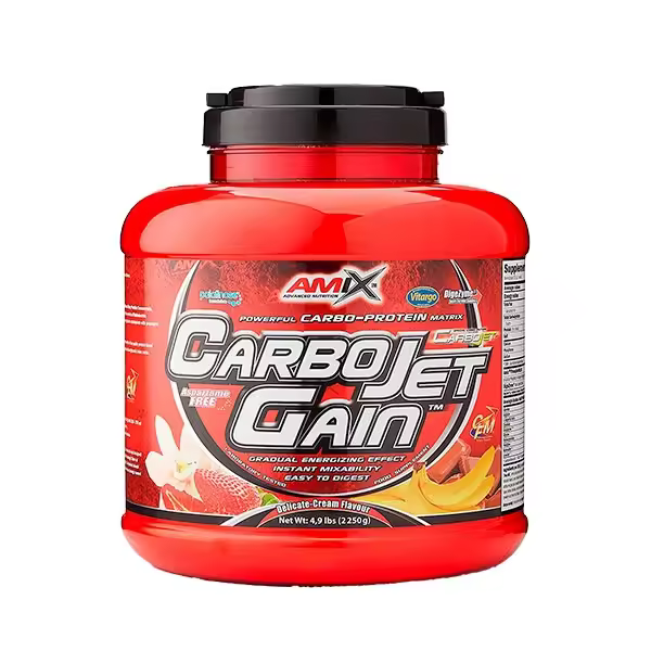 Amix - Carbojet Gain x 2,25 kg - Hidratos de Carbono y Proteínas - Favorece la ganancia de masa muscular - 1