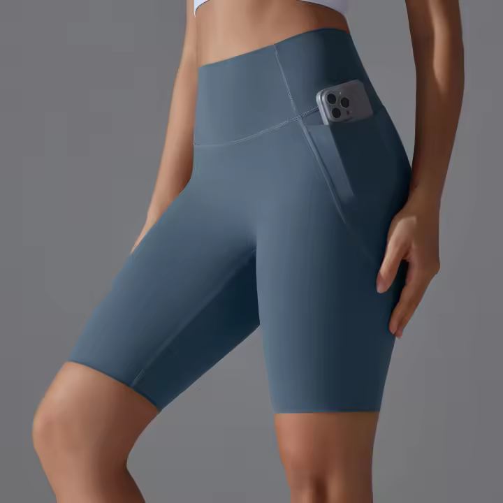 Pantalones cortos con bolsillos para gimnasio y Yoga, pantalones cortos de secado rápido para trotar, entrenamiento de ciclismo activo, pantalones cortos de gimnasio para entrenamiento, Fitness, cintura alta - 1