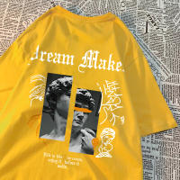 Camiseta De Algodón Para Hombre Dream Maker Brave Patrón De Escultura Vintage Cómoda Casual Para Pareja Camiseta Suelta Cuello Redondo - details 23