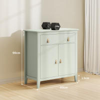 HOMCOM Aparador de 2 Puertas Aparador de Salón Moderno con Cajón Estante Ajustable y Tiradores de PU Mueble Auxiliar para Comedor Pasillo 80x40x90 cm Verde Claro - details 2
