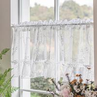 Cortina Blanca Pequeña Para Sala De Estar Y Cocina Decoración De Hogar Cortina Corta Para Ventana Y Puerta Estilo Romántico Voile De Tela Sintética 100% - details 1