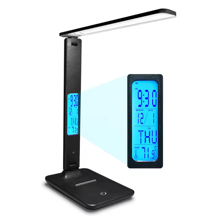 Lámpara De Escritorio LAOPAO 10W QI Carga Inalámbrica Con Calendario Alarma De Temperatura Y Luz De Escritorio Protección Ocular Para Negocios Y Estudio - 1