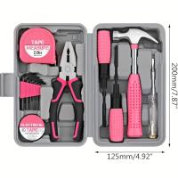 Kit De Herramientas Para Mujer 13pcs Paquete Mini De Herramientas Básicas Para El Hogar Color Rosa Conjunto De Herramientas Iniciador Small - details 5