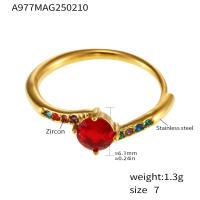 Encanto Anillo de circonia roja y rosa de lujo para mujer, de acero inoxidable, chapado en oro, Simple, para boda, regalo de joyería, resistente al agua
acero inoxidable con circonita cúbica impresionante ovalada clásica de lujo para mujer, joyería - details 5