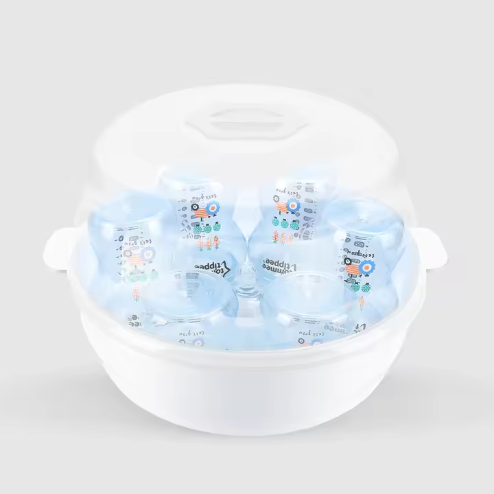 Esterilizador De Vapor Para Botellas De Bebé Con Soporte Y Caja De Almacenamiento BPA Free Microwavio Temporizador De Tiempo De Esterilización - 1