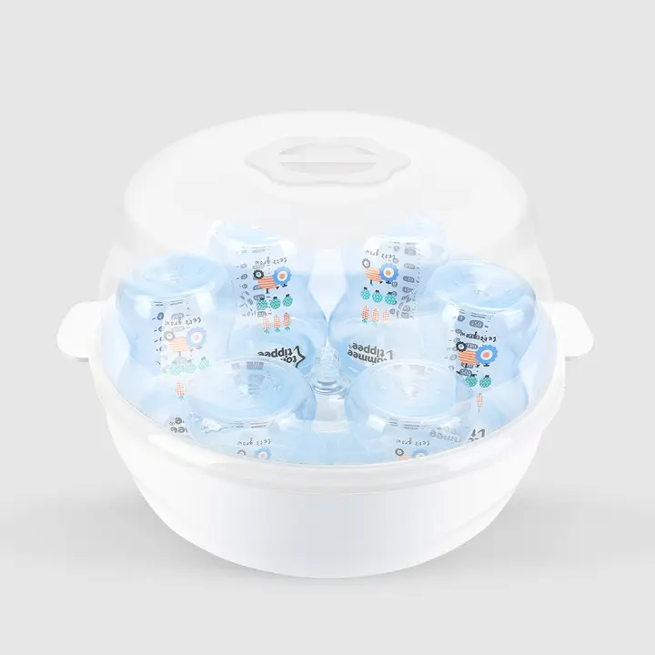Esterilizador De Vapor Para Botellas De Bebé Con Soporte Y Caja De Almacenamiento BPA Free Microwavio Temporizador De Tiempo De Esterilización - 1