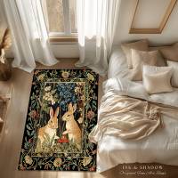 Alfombra De Decoración Moderna Con Diseño De Conejos En El Bosque Estilo Morris Floreal Victoriano Aesthetic Fairycore Para Dormitorio Y Sala - details 3