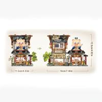 Bloques De Construcción Miniatura Izakaya Japan Street View Panda Teahouse Y Casa Plegable Cerdo Set De Juguetes Para Adultos Unisex ABS Plástico Compatible Con Lego - details 2