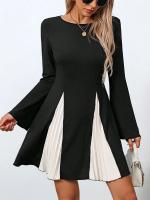 Vestido De Mujer Largo Con Manga Para Primavera Y Verano Estilo Casual Patchwork A-Line Negro Cuello Redondo Vestidos De Verano Mujer - details 5
