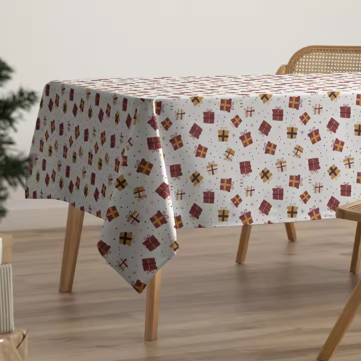 Gamusi Mantel navidad antimanchas algodón estampado impermeable tacto tela GIFT - 1