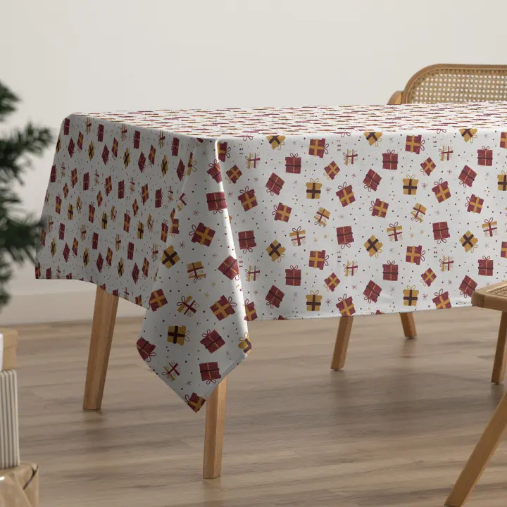 Gamusi Mantel navidad antimanchas algodón estampado impermeable tacto tela GIFT - 1