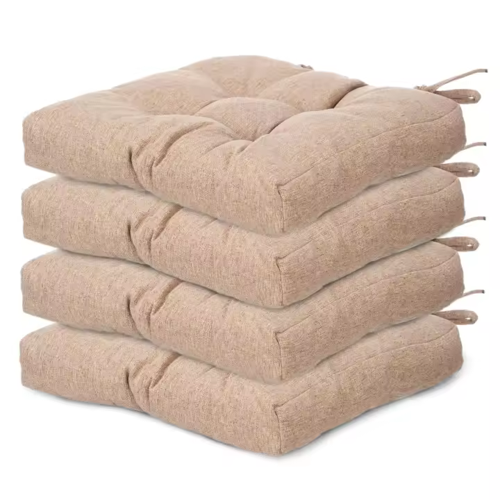 Pack Cojines Sillas, 100% Poliéster, Tamaño 40x40x7 cm, 2 Cordones de Sujeción, Cojines Exterior Jardín - 1