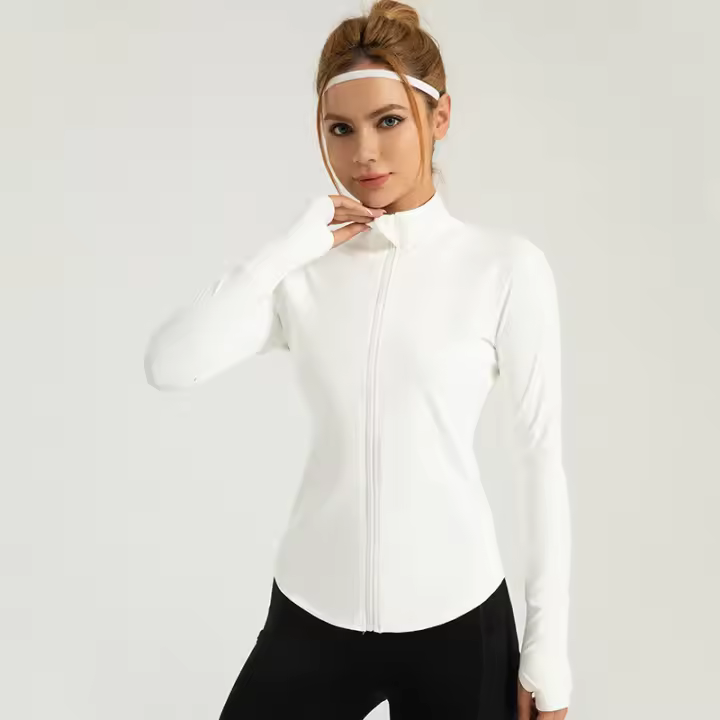 Chaqueta de yoga con flores traseras de melocotón para correr, fitness, ciclismo, chaqueta deportiva delgada a prueba de viento para mujeres - 1