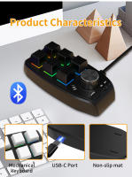 Teclado Mecánico Mini Con Bluetooth RGB 6 Teclas Botón De Copia Y Pegado Teclado Gaming Con 1 Engranaje Personalizable Hotswap Para Mac Y PC - details 6