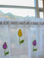 Cortina Corta De Tule Con Bordado De Flor Pequeña Para Cocina Y Sala De Estar Bloqueo De Luz Partición De Armario Cortinas Pequeñas - details 6
