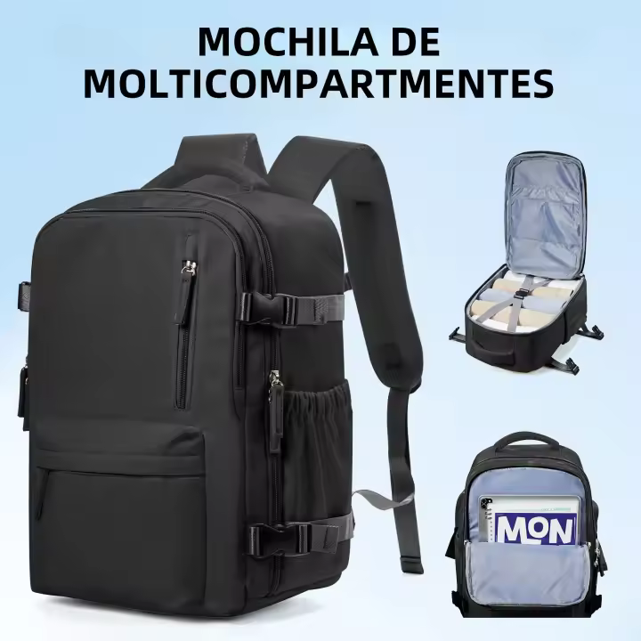 Mochila Ryanair Unisex Impermeable Para Viajes Con Portátil Para Hombre Y Mujer Bolsa De Equipaje De Cabina Con Manija Suave Sistema De Almacenamiento Air Cushion Belt - 1
