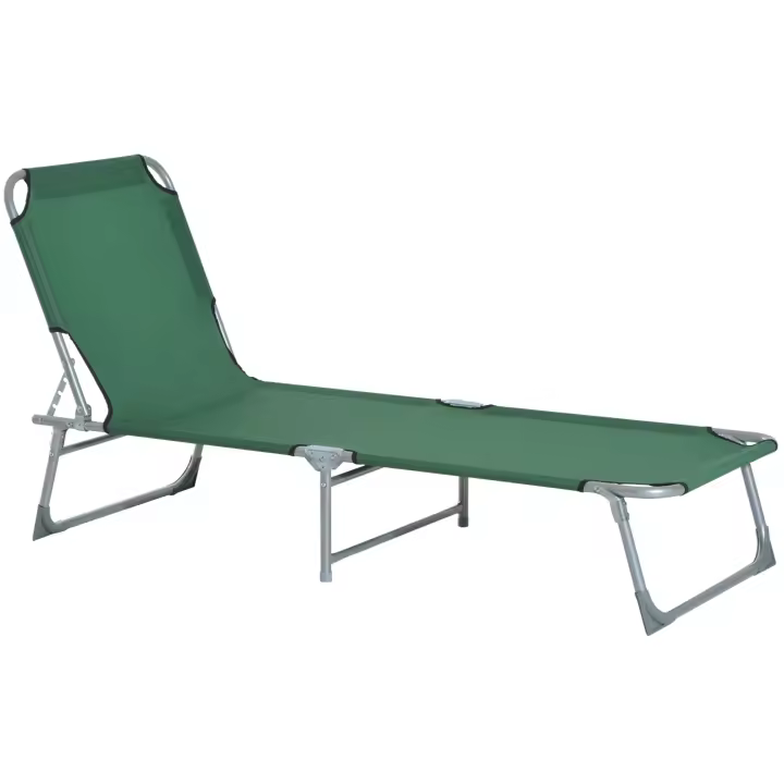 Outsunny Cama de Camping Plegable Tumbona Plegable con Respaldo Ajustable en 4 Niveles de Tela Oxford 600D Carga 120 kg para Playa Jardín Piscina Senderismo 187x58x28 cm Beige - 1
