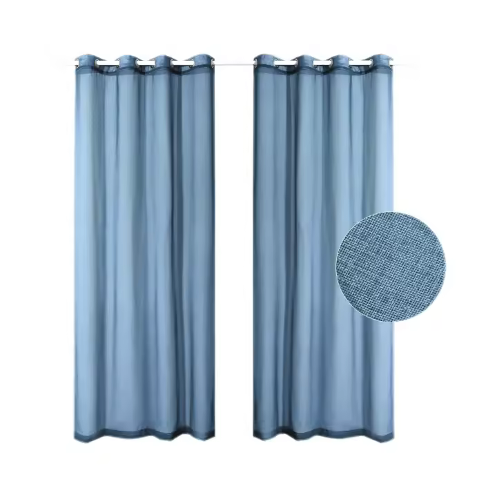 Cortina de Vuelo Liso Lino-Algodón 140x260cm - 16 Colores Sólidos | Sistema de Varilla Directa (Sin Anillas) | Tejido Transparente y Lavable para Salón/Dormitorio/Cafetería - 1