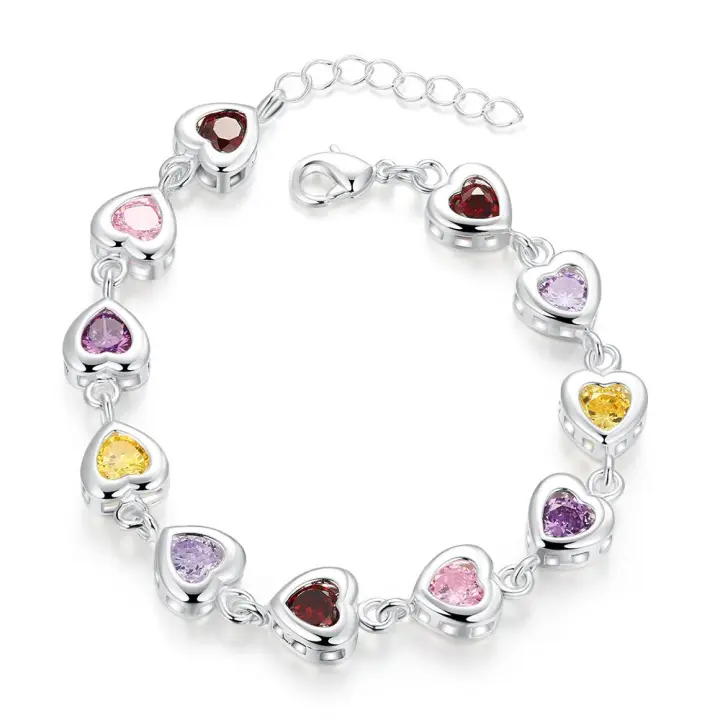 925 plata esterlina elegante Pulseras con encanto cadena hermosa piedra de cristal gota joyería moda para las mujeres boda señora Linda - 1
