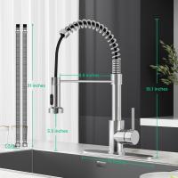 Grifo de Cocina Moderno de Maple inoxidable con válvula de bola, tratamiento de surface cepillado, Caño Grados giratorio de 360, pulverizador de doble función para Agua fría y Caliente-Níquel cepillado - details 1