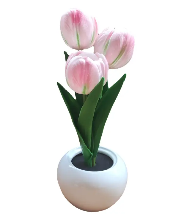 Lámpara De Noche Tulipán LED Decorativa Para Dormitorio Luz De Sueño Con Pilas Incluidas Iluminación De Flor Para Decoración Del Hogar Y Dormitorio - 1