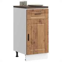 vidaXL Mueble bajo de cocina Porto madera contrachapada blanca en color Blanco/Gris hormigón/Blanco brillante y más | almacenamiento funcional diseño moderno para baño dormitorio sala - details 5