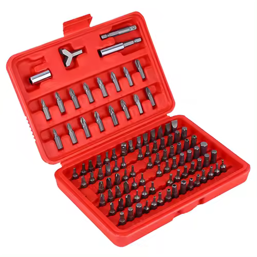 Juego De 100 Piezas De Bitas Hexagonales De Seguridad Torx Destornillador Estrella Triangular Herramienta Multifuncional De Acero Cromo-vanadio Magnético Sin Mango - 1