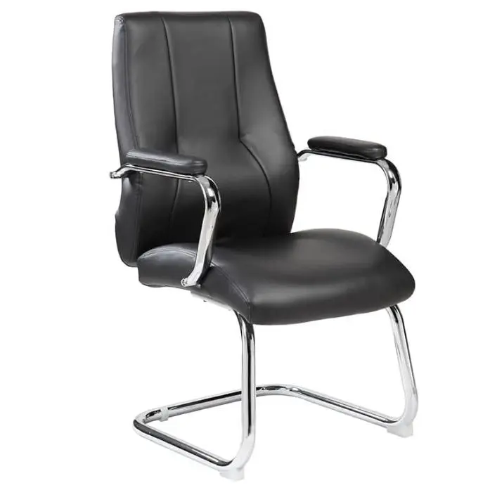 Rocada | Silla Sin Ruedas Oficina | Silla Escritorio | Silla con Reposabrazos Acolchados | Silla de Conferencia con Base Metálica | Negro | Cómoda y Elegante - 1