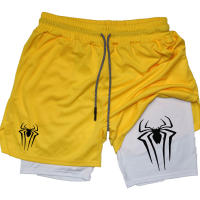 Shorts De Rendimiento Y2K Para Hombre Con Estampado De Araña 2 En 1 Deportivos Compresión Para Gimnasio Y Running Shorts Casuales De Polyester Cierre Con Cordón - details 4