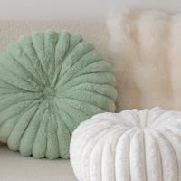 Almohada redonda de calabaza con diseño de conejo de imitación de rayas teñidas, hecha a mano, con ruedas, para sofá o cama. - details 3