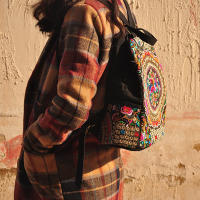 Mochila De Lona Para Mujer Diseño Artístico Vintage Con Bordado Floral Gran Capacidad Para Escuela Y Viajes Bolsa De Hombro - details 5