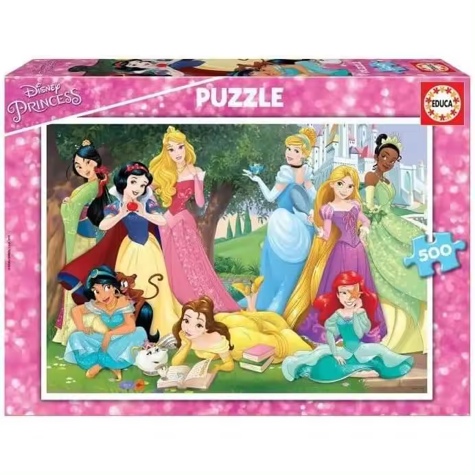Educa - Puzzle de 500 Piezas para Adultos | Princesas Disney. Incluye Pegamento Fix Puzzle. Medida una Vez montado: 46 x 34 cm. A Partir de 11 años - 1
