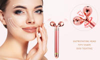 Báscula De Belleza 5 En 1 24K Oro Con Masajeador Eléctrico De Cuarzo Rosa Y Jade Rodillo 3D Levantamiento Facial Y Corporal Gua Sha - details 1
