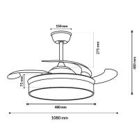 Ventilador de Techo Led White Olga 107 Cm LM8831 , Lampara ventilador de techo espartano con aspas retractiles transparentes plegables motor DC silencioso - details 2
