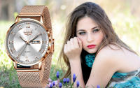 Reloj De Mujer LIGE Moda Ultrafino De Lujo Con Correa De Malla Cronógrafo Cuarzo Deportivo Casual Fecha Resistente Al Choque Manos Luminosas Agua Resistente - details 7