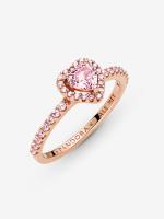 Brillante Elevado - Baño de Gold Rose de 14K Pandora - Anillo Corazón - details 0