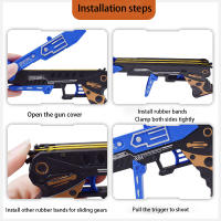 Pistola De Goma Grande Dobletableable Con Disparo Continuo Juego De Tiro Para Niños Y Adultos Incluye 60 Piezas De Goma Como Regalo - details 2