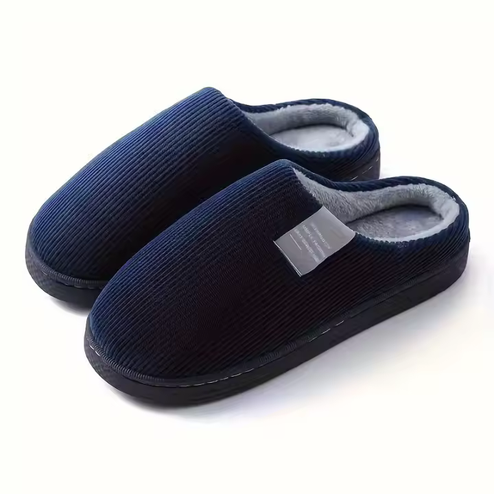 Pantuflas Cómodas Y Antideslizantes Para Hombres Ideal Para Parejas Hogar Y Todas Las Estaciones Corduroy Plush Insole EVA - 1