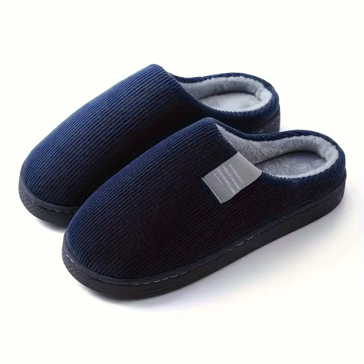Pantuflas Cómodas Y Antideslizantes Para Hombres Ideal Para Parejas Hogar Y Todas Las Estaciones Corduroy Plush Insole EVA - 1