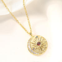 Encanto Collar con colgante de sol y luna de circonita sintética de cobre y temperamento a la moda para mujer, ideal como regalo de fiesta. - details 6