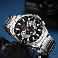 Reloj Deportivo Casual CURREN Para Hombres Con Cronógrafo Y Pantalla Grande De Acero Inoxidable Luminoso Resistente Al Agua Y De Cuarzo - details 22