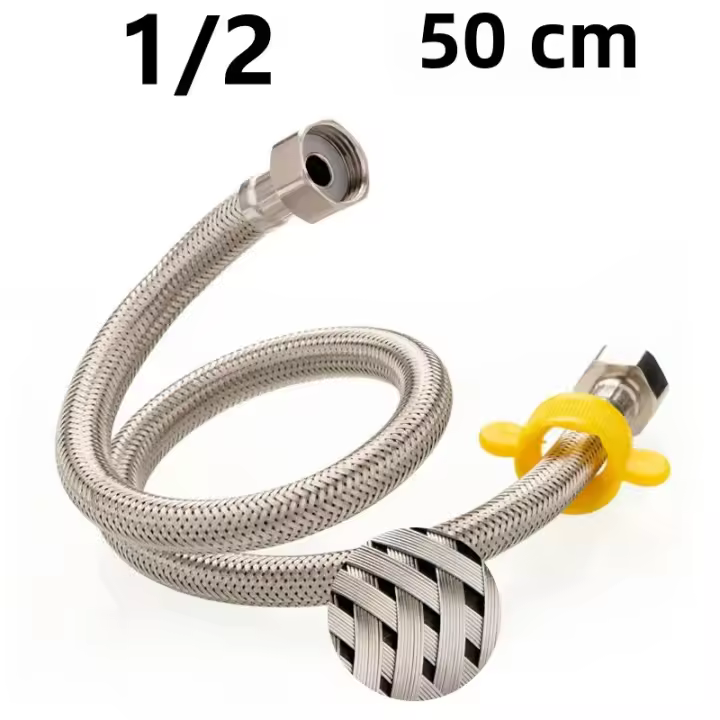 Tubo De Agua Caliente Y Fría De 1/2 Pulgada Con Boquilla De Acero Inoxidable 304 Manguera De Agua Trenzada Para Grifo Manguera Metálica Para Calentador De Agua - 1