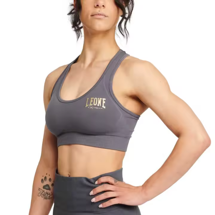 Ropa mujer Tops y sujetadores deportivos Leone1947 Top Deportivo Logo Gris - 1
