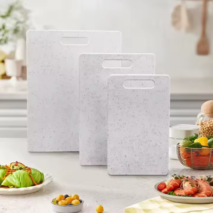 X-Juego de 3 Tablas de Cortar para Cocina– Set de Tablas de Cortar con Diseño Efecto Granito, Antibacteriana, Fáciles de Limpiar, Aptas para Lavavajillas, Ideales para Carne, Verduras, Frutas y Pan - 1