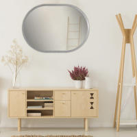 Espejo Ovalado de Pared Fabricado en España - Moldura 2.5 cm - Acabado Artesanal - Color Plata Envejecida - details 3