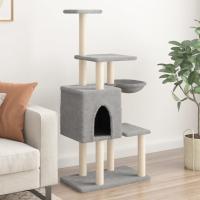 vidaXL Rascador para Gatos con Postes de Sisal Torre Gatitos 131 cm Color Crema,  Gris claro,  Gris oscuro y mas - details 1